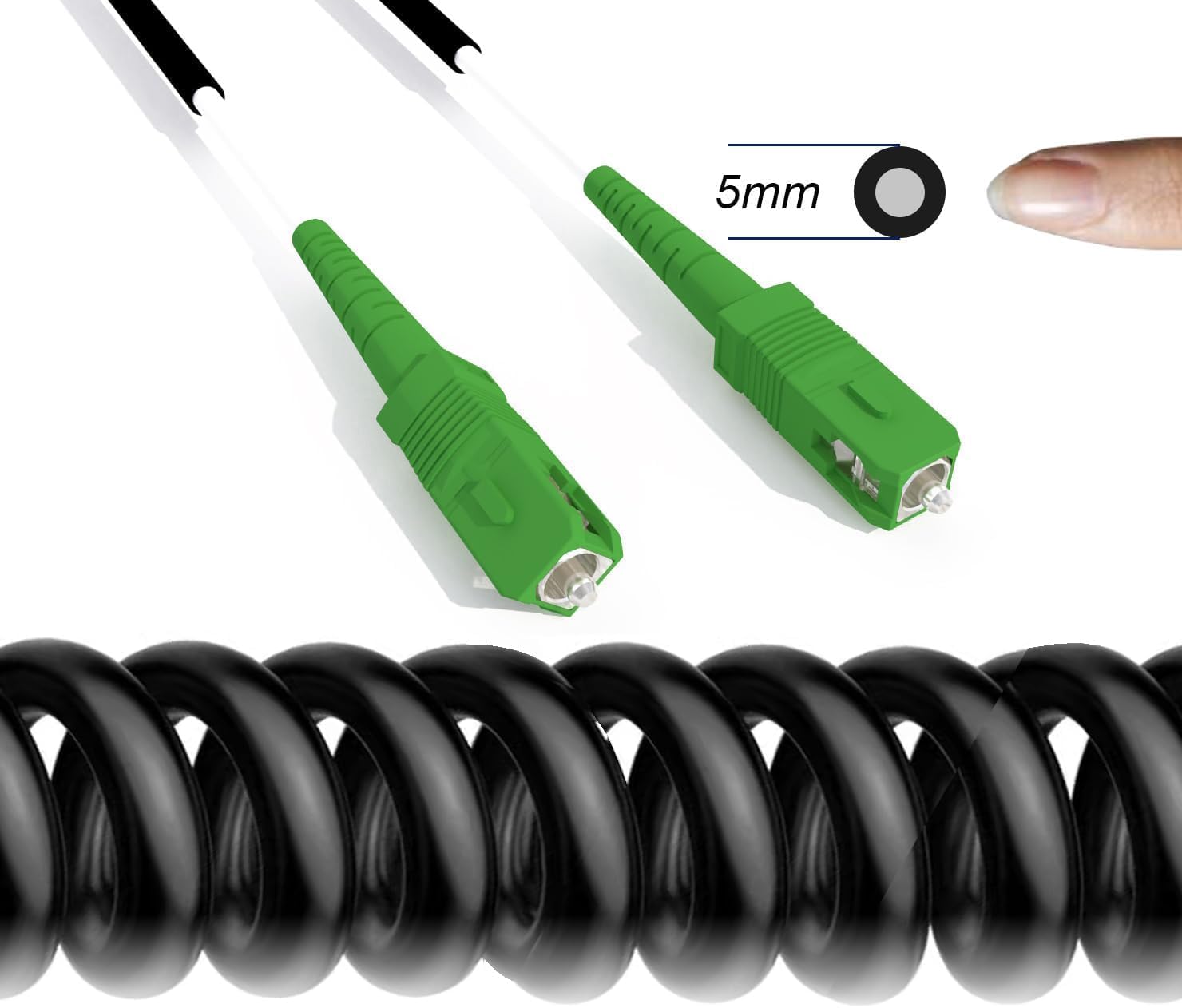 Elfcam - 20m Cavo in Fibra Ottica per Esterni e Interni, Simplex Monomode SC/APC a SC/APC per Vodafone TIM Windtre e Fastweb, 20 Metri