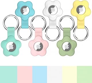 6 Pack Airtag Keychain for Apple AirTag Holder Flower Shaped Silicone Protective Cover AirTag Holder AirTag Case Finder Items for Pets, Keys, Backpacks (Multiple Colours)