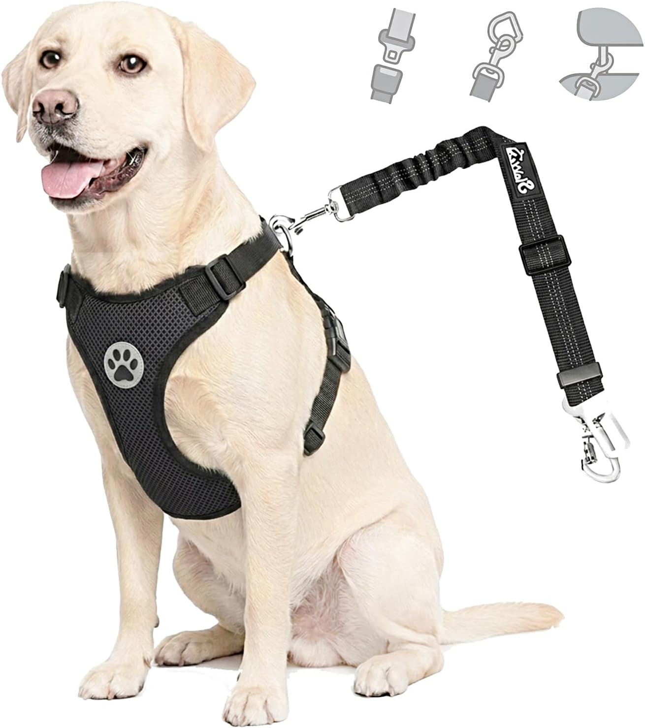 Lukovee Dog Car Harness Seat Belt, Harness & Seatbelt with 2 in 1 Buckle