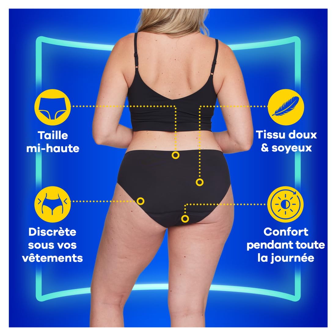 Always Culotte Menstruelle Hipster Lavable M 40-42 Noir 1x | Sous-vêtement Pour Règles Flux Moyen À Abondant Réutilisable Jusqu’à 100 Lavages