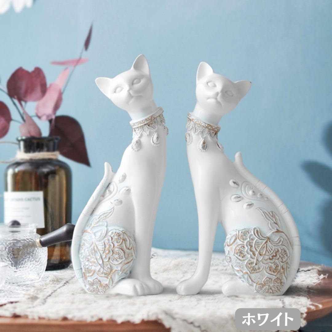 置物 マジェスティック アラビアンキャット 2体セット ホワイト Amazon.co.jp: [AiO JAPAN] 置物 マジェスティック アラビアン