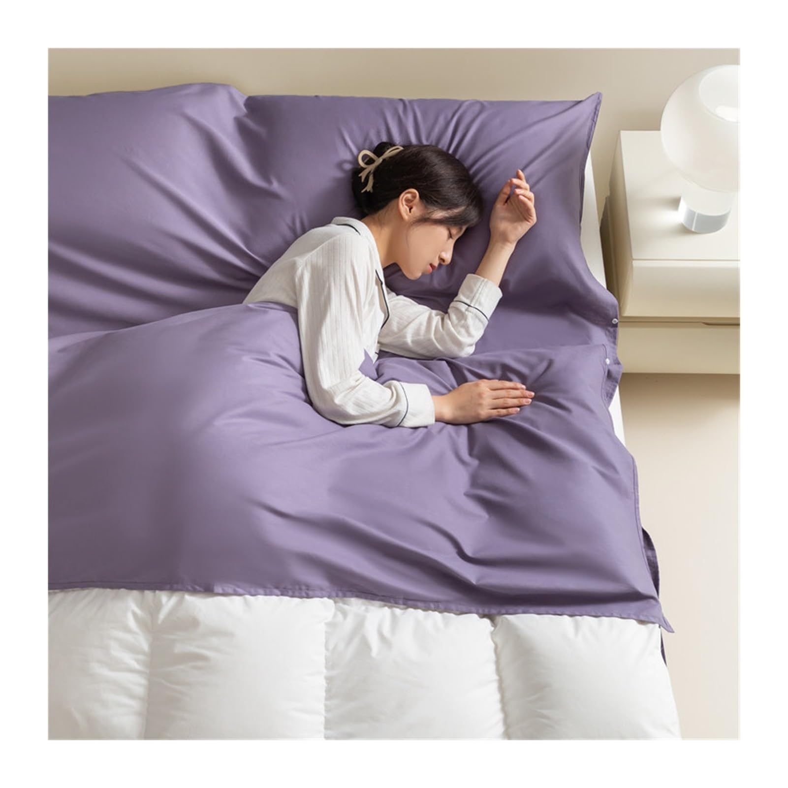 GBHMJU Sleeping Bag Liner Cotton Lighter Compact 3 Sizes Travel Sheets Adult Sleep Sack Soft for Backpacking Hotel Camping Hostels(Purple A,120x210cm-47x82)