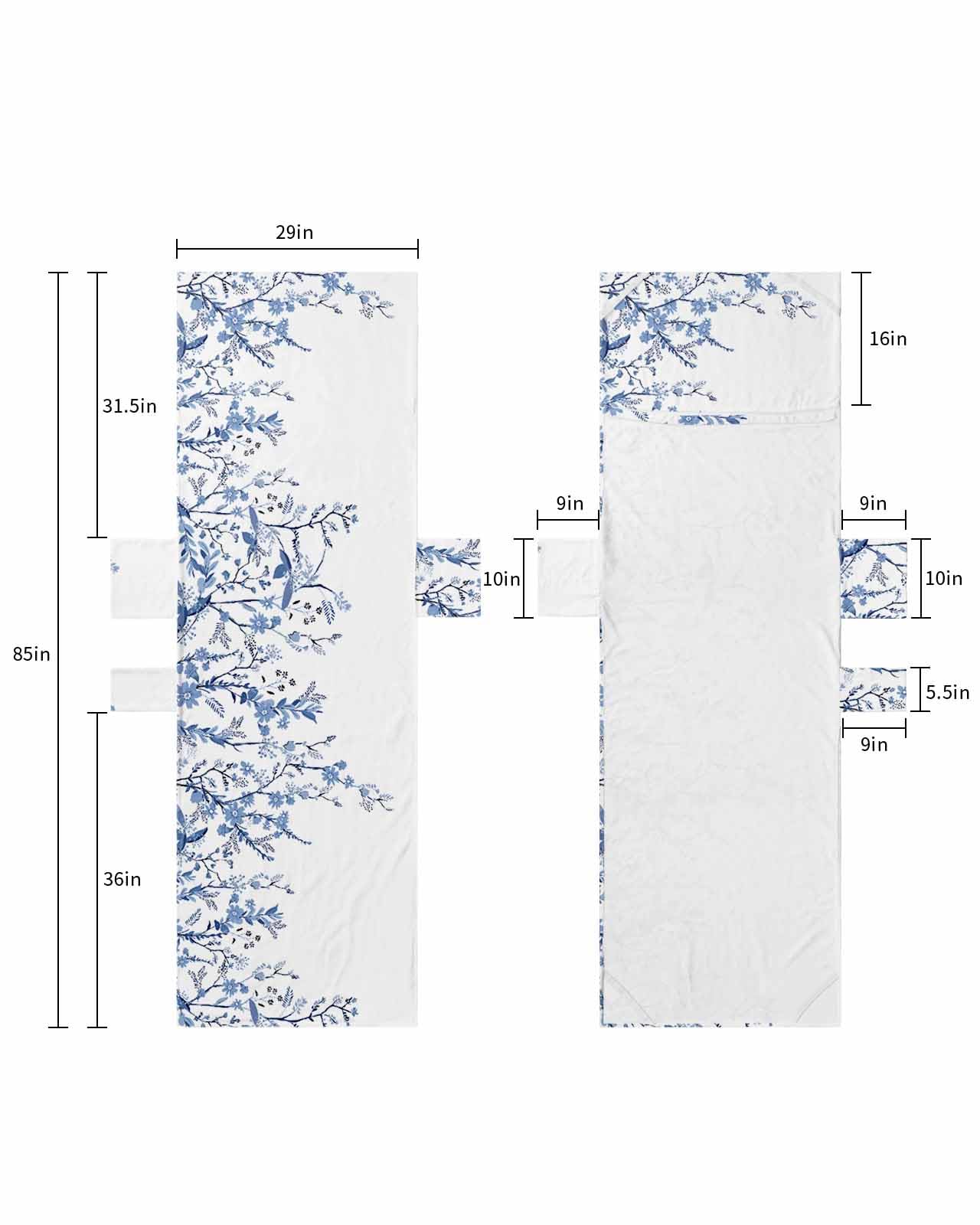 Blue Spring Floral Beach Lounge Chair Towel Cover, Soft Chaise Lounge Towel with Side Pockets Patio Pool Chairs Cover for Beach/Pool Sunbathing 29x85 Summer Flowers Botanical Herbs