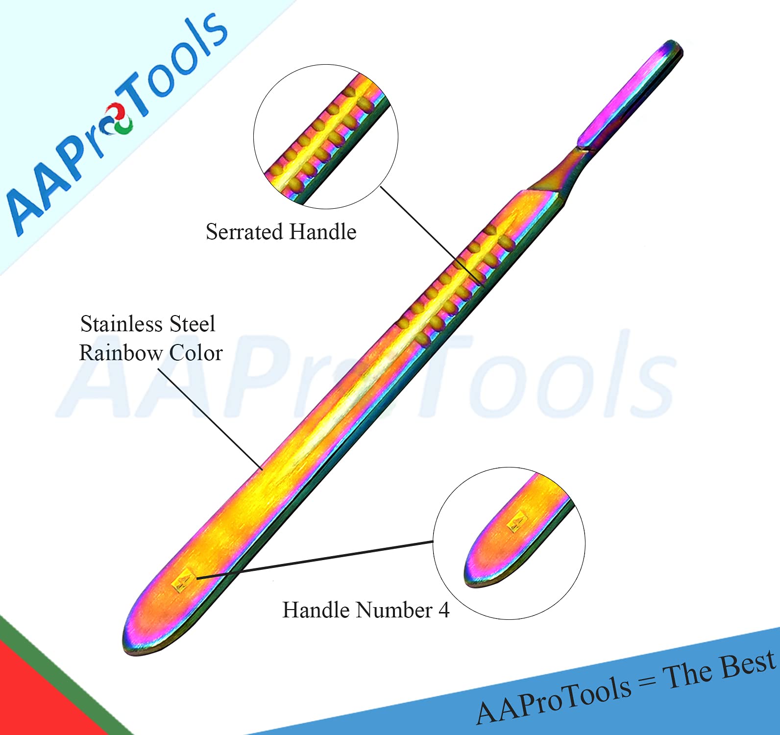 AAProTools Multi Titanium Rainbow Scalpel Handle # 4 Instrument (Original Version)