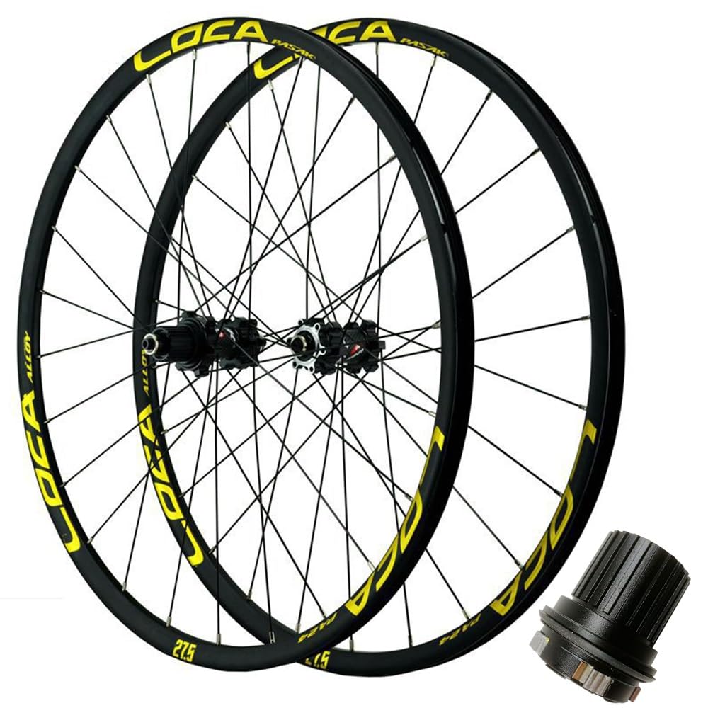 ZXGSXIOU Mountain Bike Wheelset 26'' 27.5'' 29'' Bikes Front Rear Rims QR Disc Brake 12 Speed Cassette Bearing Hub Wheels (Black-Silver, 29inch)