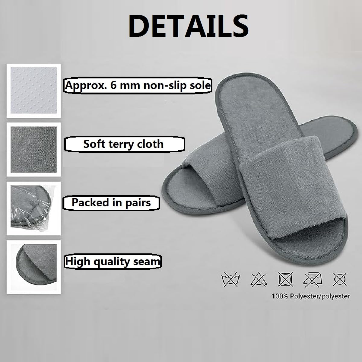 Kiuiom Slippers Hotel,Chausson Invites,SPA Pantoufles 4 Paires Pantoufles Hôtel en Peluche Pantoufle Intérieur Légères pour Femmes et Hommes pour Hôtels Spa Maison Voyage (4PC Gris2#)