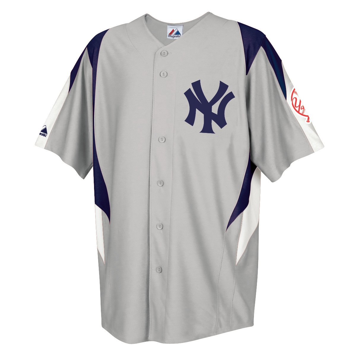 Majestic Maillot MLB Derek Jeter New York Yankees Stance II Gris boutonné sur Le Devant