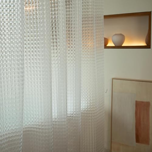 Forro de cortina de ducha corta de 60 pulgadas de largo, forro de ducha corto transparente de EVA resistente con 3 imanes fuertes pesados, 100%