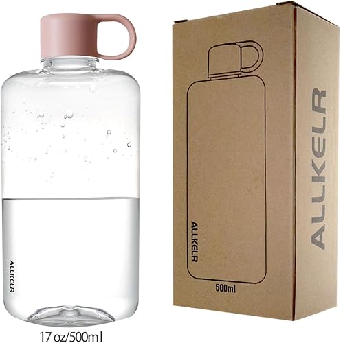 Miniatura 6 de Botella de agua plana portátil, sin BPA, botella de agua de viaje de plástico Tritan para campamento, fitness, deportes al aire libre, se adapta a