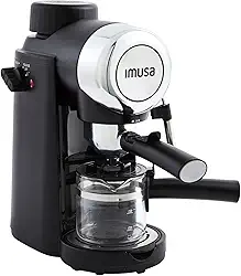 IMUSA Máquina de café expresso e cappuccino, 4 xícaras, preta, 800 watts