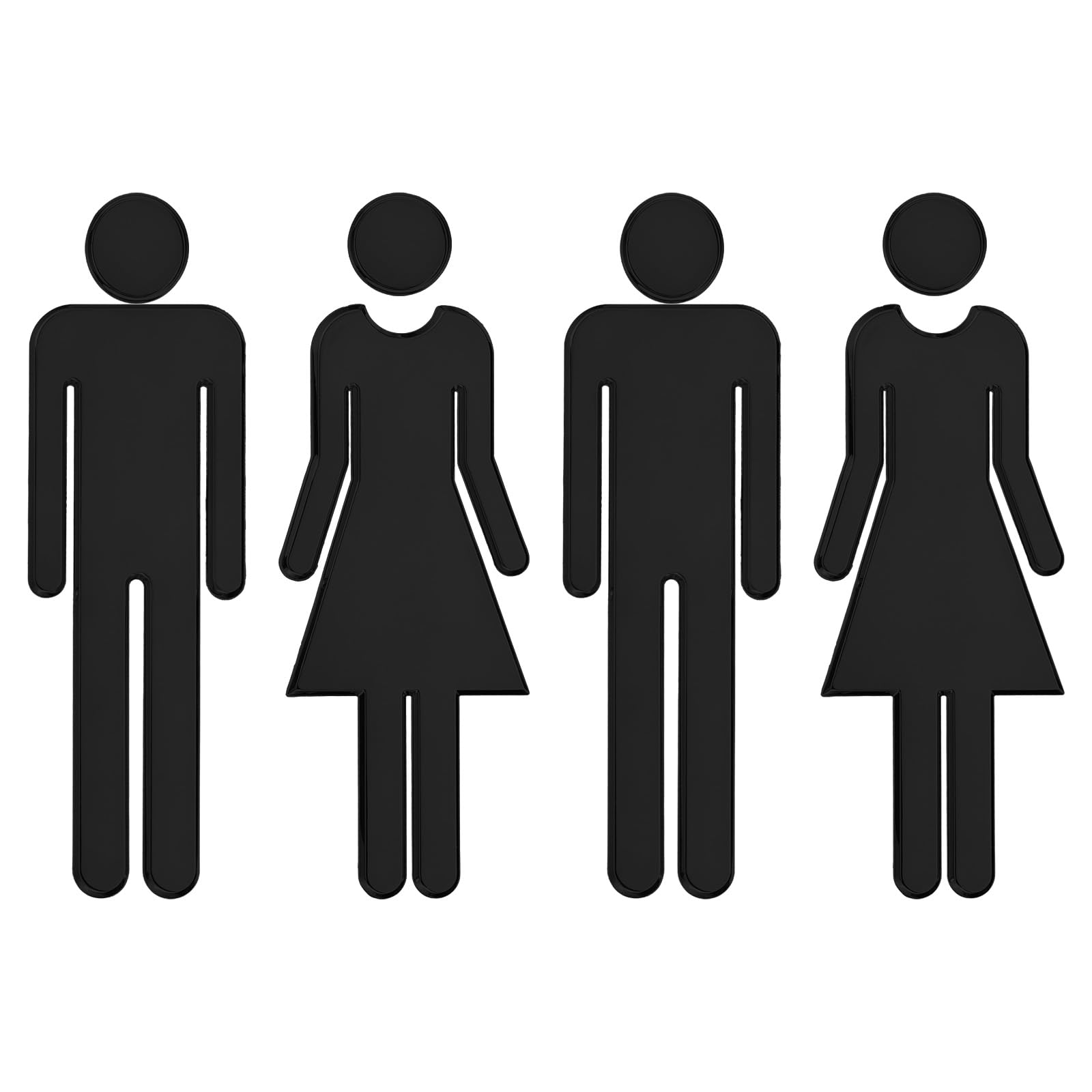 PATIKIL Toilettenzeichen Selbstklebend - 1 Paar WC Aufkleber Schwarz Für Damen/Herren 12x4cm