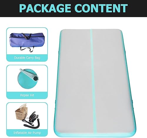 Miniatura 10 de JINSPORT Colchoneta de gimnasia para acrobacias, 10131620 pies, con bomba de aire eléctrica, almohadilla gruesa inflable, equilibrio de choque de