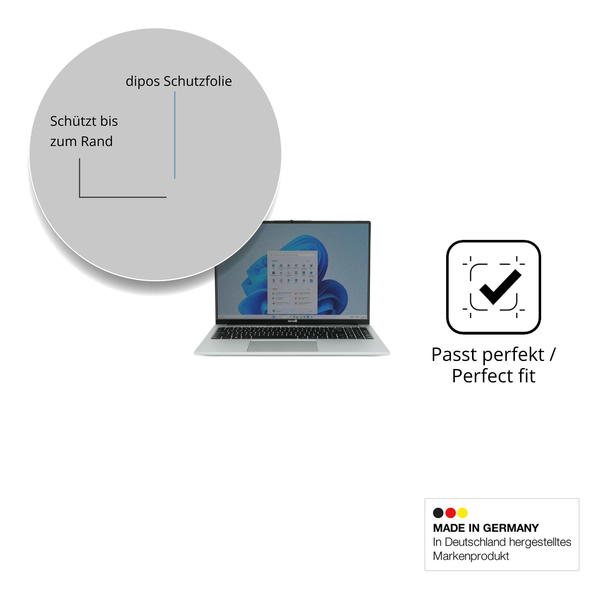 dipos Protector de Pantalla Antiespía para Wortmann Terra Mobile 1610R | Película protectora mate, filtro de privacidad 4 vías, ajuste perfecto, antiarañazos, sin burbujas, autoadhesivo