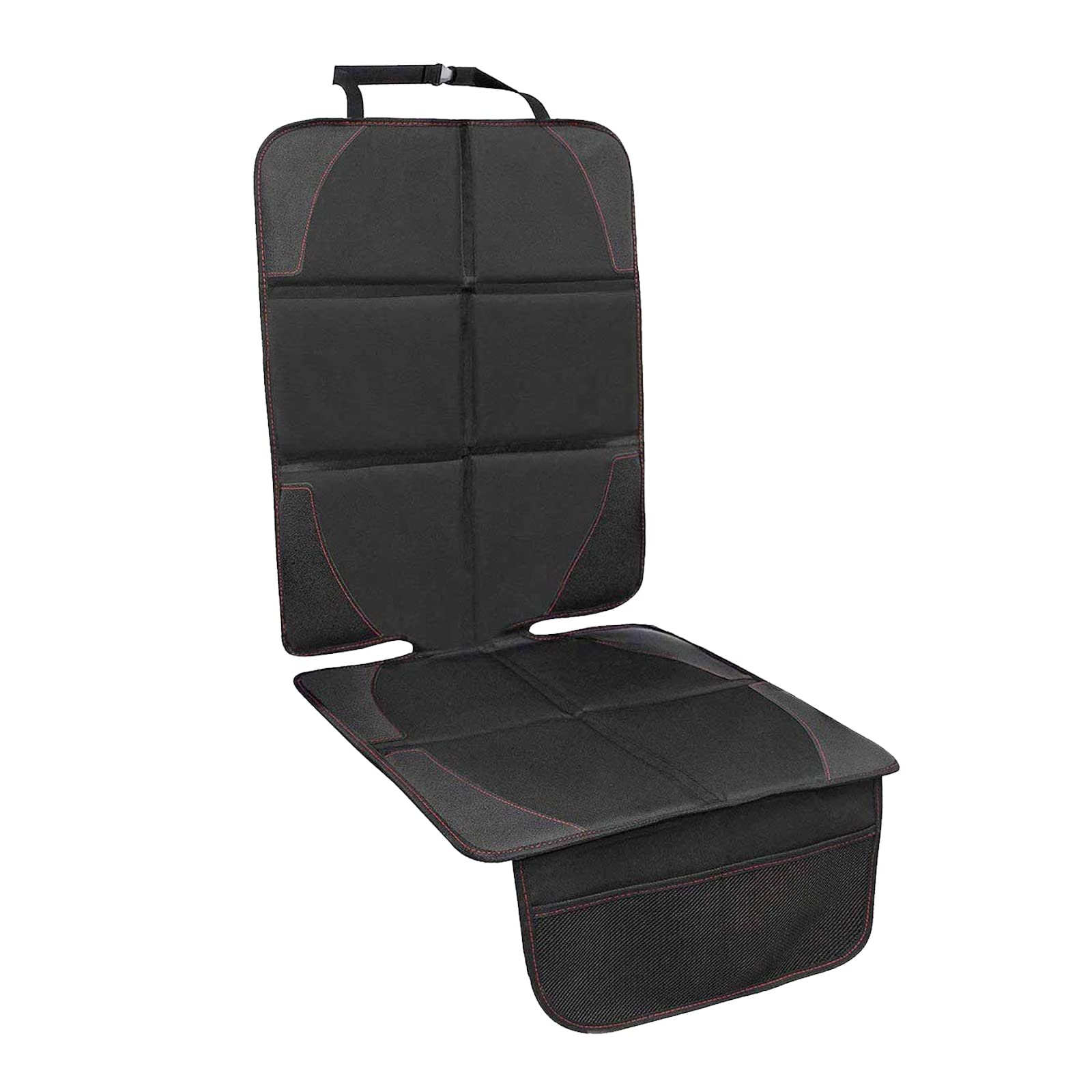 Ajxn Car Seat Protector, Thick Padding, 2 Mesh Storage Pockets, Waterproof, Protects Fabric or Leather Seats from Child Car Seat and Pets, Non-Slip Rubber Padded Backing, Fits for Most Cars(Black)