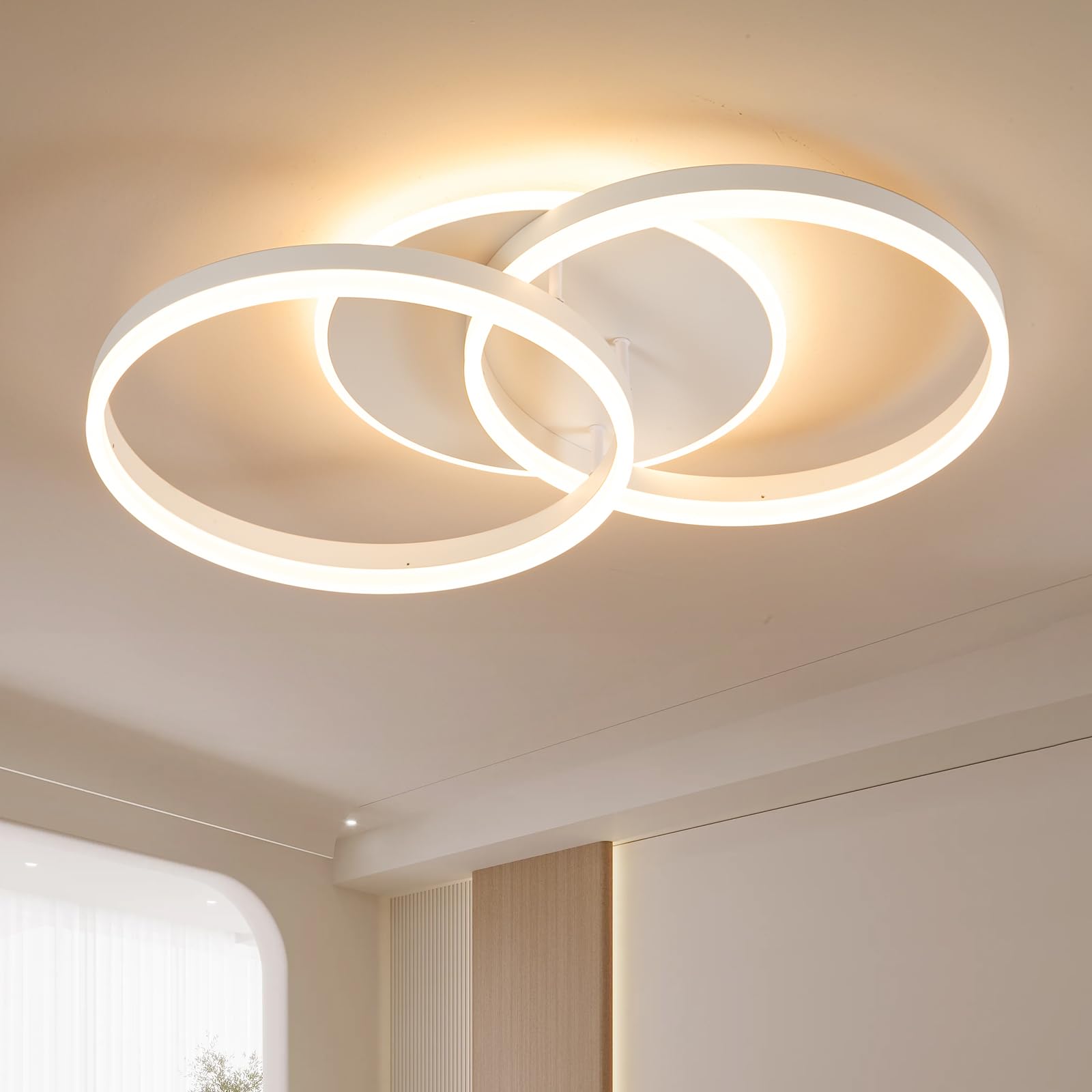 Amdelne LED Deckenlampe Wohnzimmer 50cm 2-Ringe Design 36W-50CM/48W-68cm