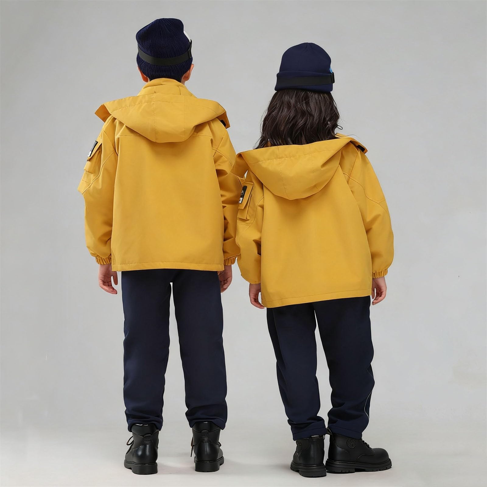 Conjunto de chaquetas y pantalones impermeables para niños y niñas, 3 piezas con chaquetas de forro polar, traje de charco todo en uno, ropa de lluvia al aire libre, clima húmedo 3-15 años
