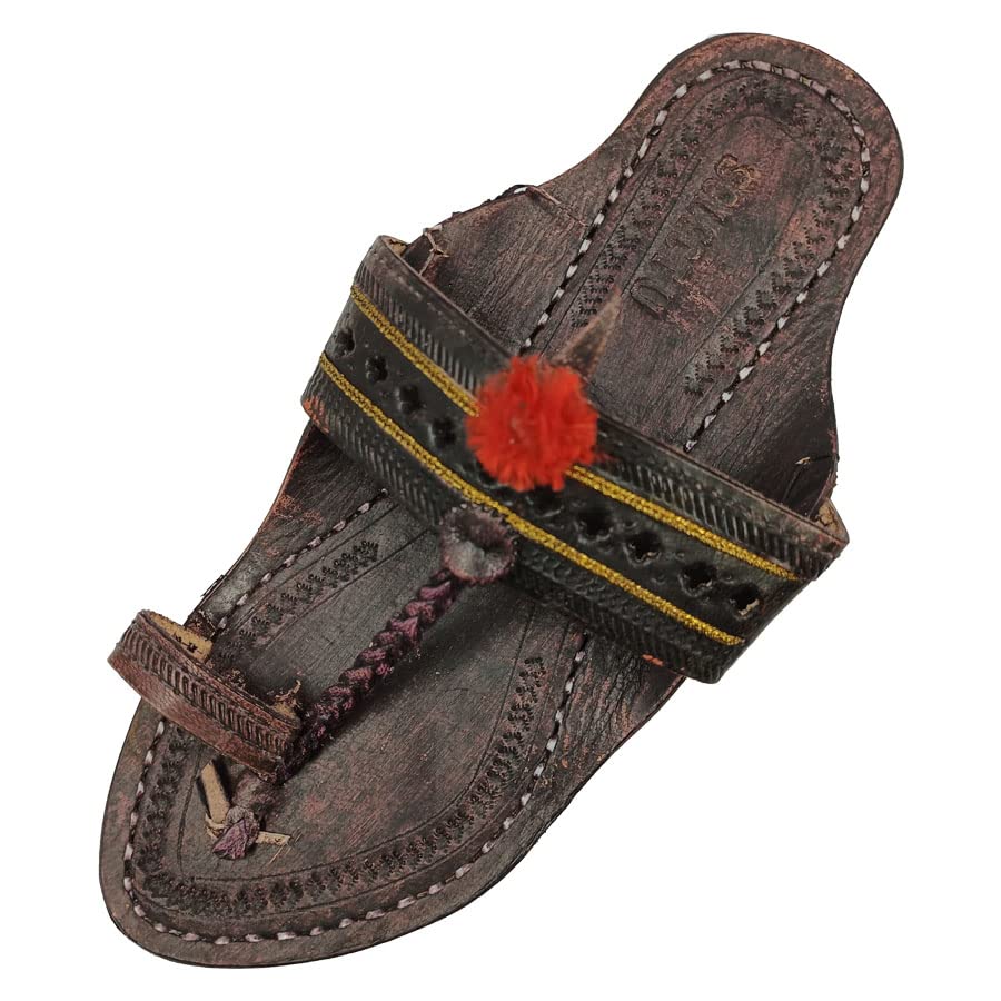 Purple Brown Jari Gonda Kolhapuri Chappal | Free Mini Kolhapuri Keychain  Inside | Unisex Chappal Slippers | Follow Your Fashion (7) : Amazon.in:  Shoes u0026 Handbags