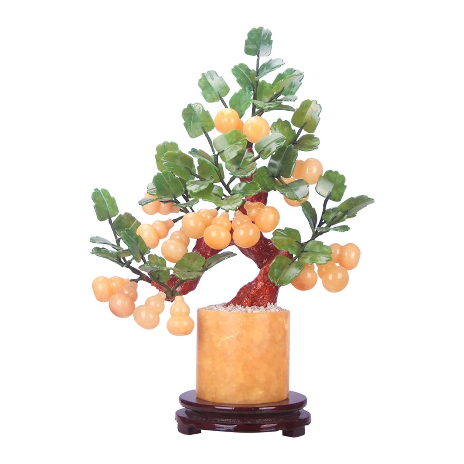Artificial Plant Artificial Bonsai Jade Carving Jade Gourd Bonsai Table Display Feng Shui Auspicious Ornaments Indoor Home Bonsai Ornaments Artificial Tree Indoor