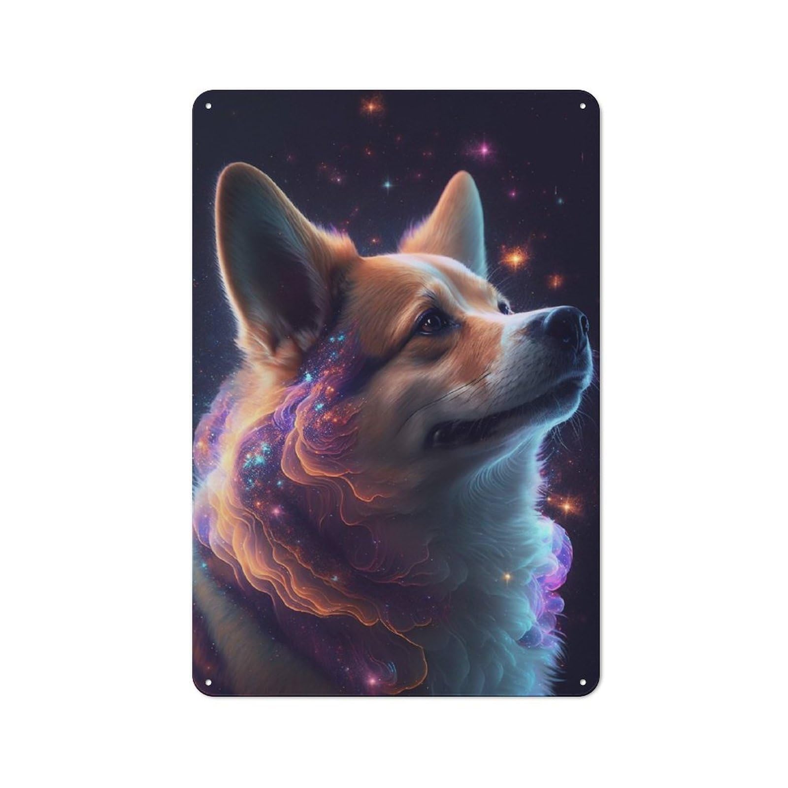 Junmoney Galaxy Shiba Inu Doge Decorative Metal Plaque 30X20cm, Garage Style Shed Wall Plaque For Workshop, Basement, Shed Or Games Room