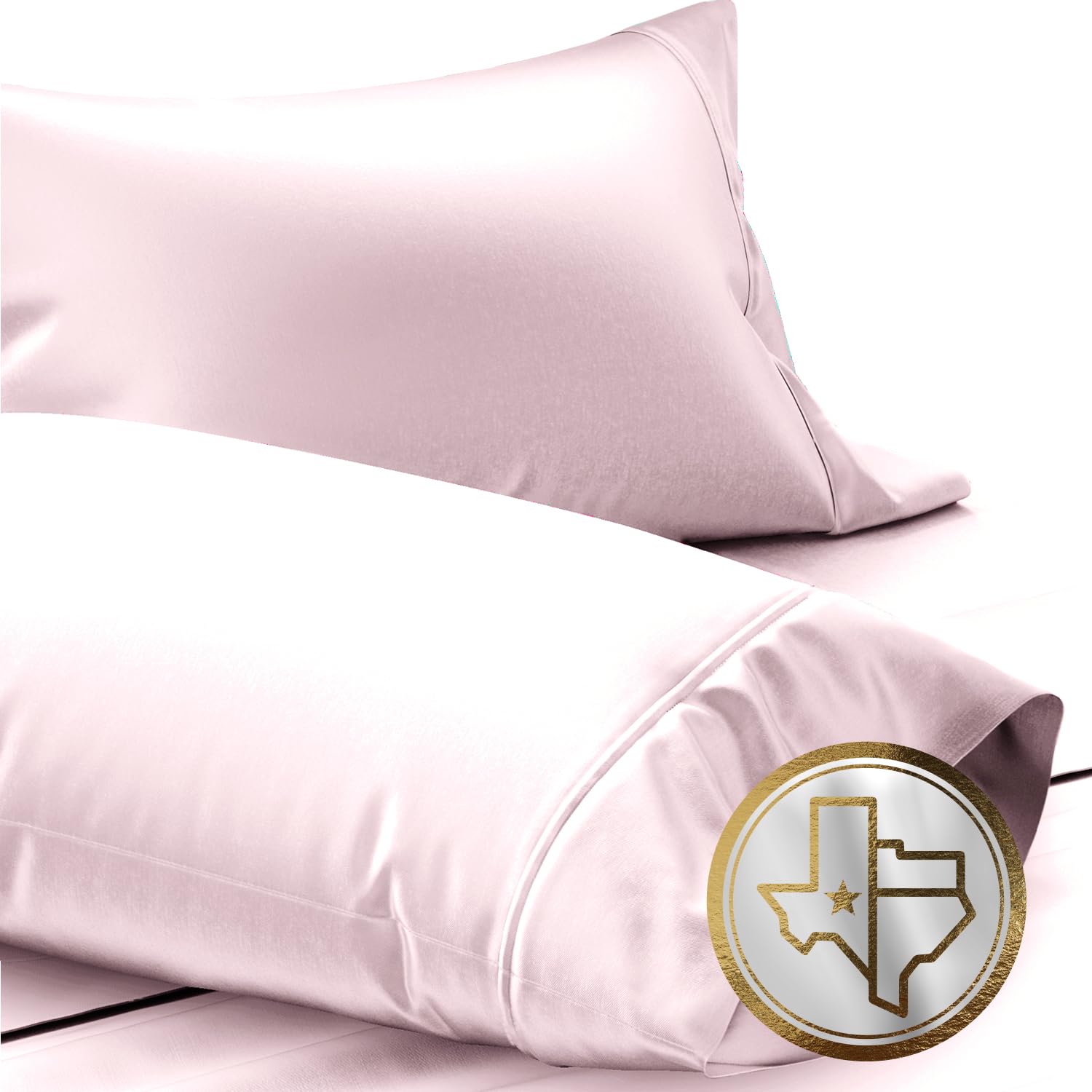 TEXAS LINEN CO. 100% Egyptian Cotton Standard/Queen Size Pillow Cases Set of 2-1000 Thread Count Pillow Cover - Soft, Breathable & Cooling Blush Pillowcases Set of 2 for Standard/Queen Pillows
