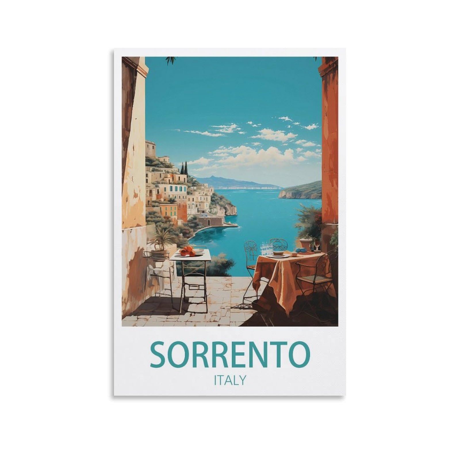Sorrento Italy Vintage Travel Poster Coast 12x18inch(30x45cm) Print Poster Home Bathroom Bedroom Office Living Room Decor Canvas Poster