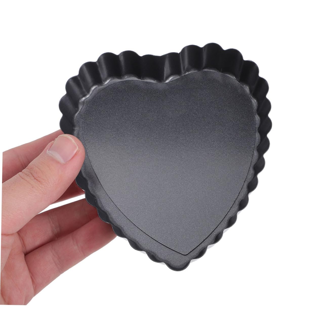 6 pièces Moules Mini Cœur Antiadhésifs avec Fond Amovible Moules Pâtisserie Métalliques pour Gâteaux et Desserts Bords Ondulés Élégants pour Occasions Spéciales