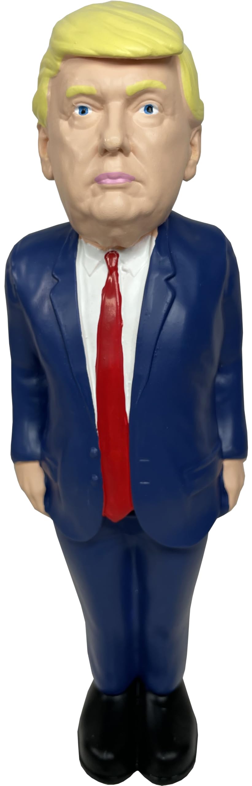 Happy Creatures President Donald Trump Parody Squeaky Dog Toy. 3 Dimensional Trump Likeness. Natural Rubber Latex. 8.5 Inches Tall