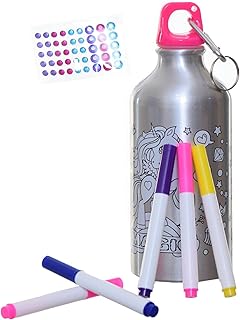 Painting Set With Stainless Steel Water Bottle 6 Pieces 33X32X32Cm Silver