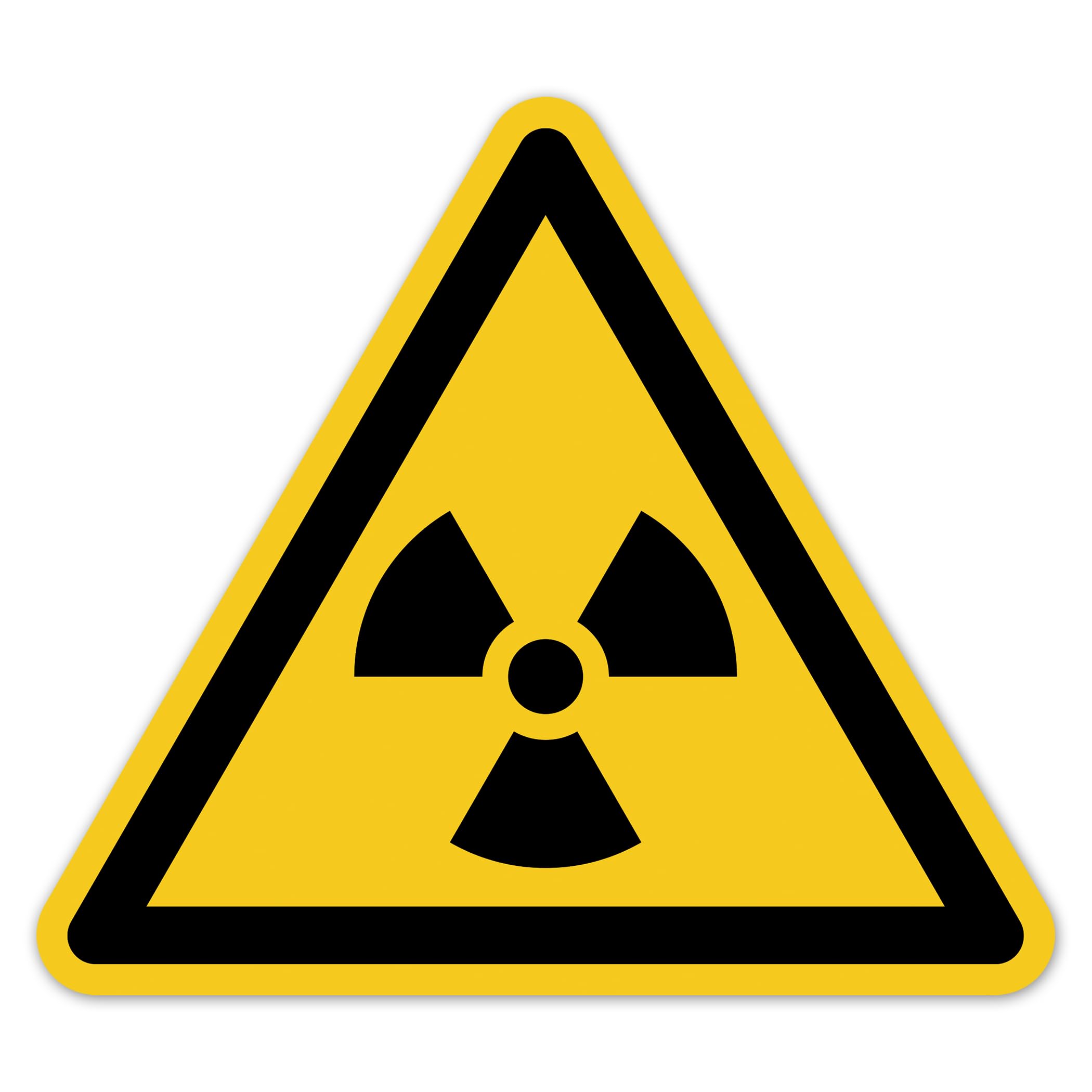 Señal de advertencia de sustancias radiactivas o radiaciones ionizantes pegatinas según DIN EN ISO 7010 ASR A1.3 W003 – Señal de advertencia de radiactividad LTI034 (100, 200 mm)