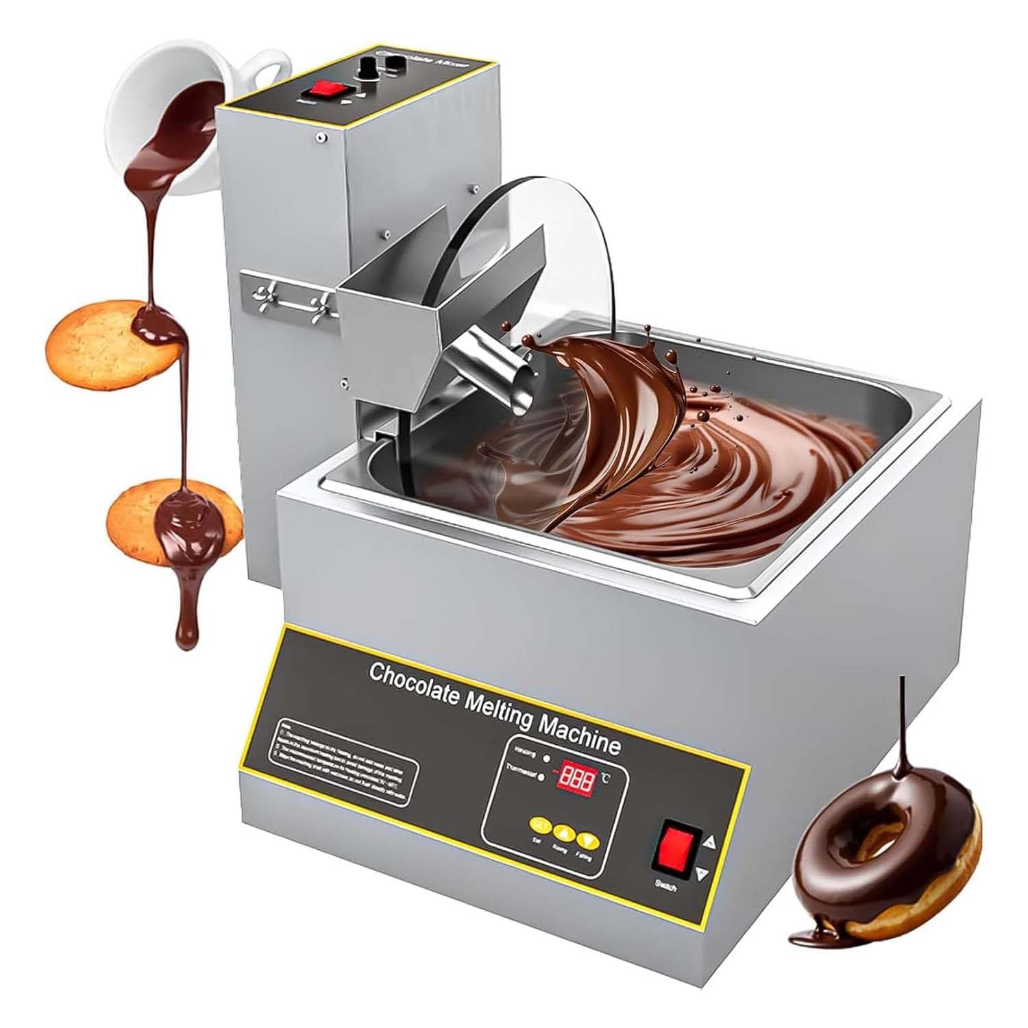 DPLWJPP Electric Chocolate Depositing Wheel Mixer Tempering Chocolate Coating Moulding Melting 35~55rpm Speed Adjust Confectionery Shops Pouring for Chocolate/Milk/Cream C