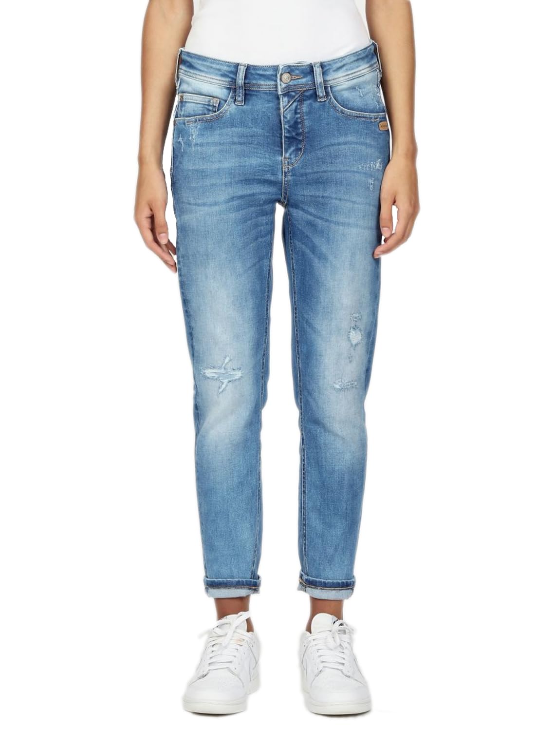 GANG Relax-fit-Jeans 94AMELIE CROPPED Damen, Gr. 31, azure blue destroy