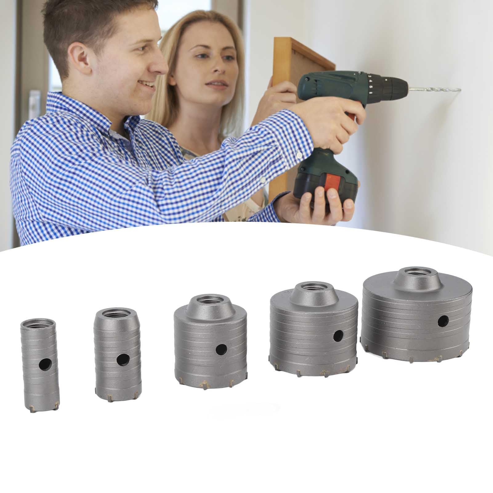 Ejoyous Set de 9 Sierras Perforadoras para Hormigón, 30mm-100mm, Brocas de Piedra y Cemento, Cortador de Agujeros de Pared para Perforación de Precisión