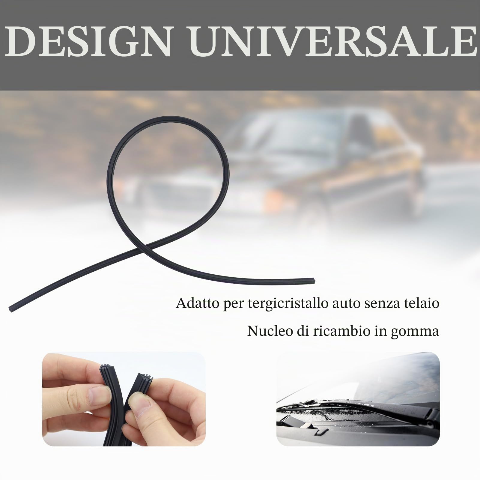 4 pezzi in gomma di ricambio per tergicristalli da 32 pollici, 800 mm, universali, gomma di ricambio smontabile, compatibile con tutti i tergicristalli