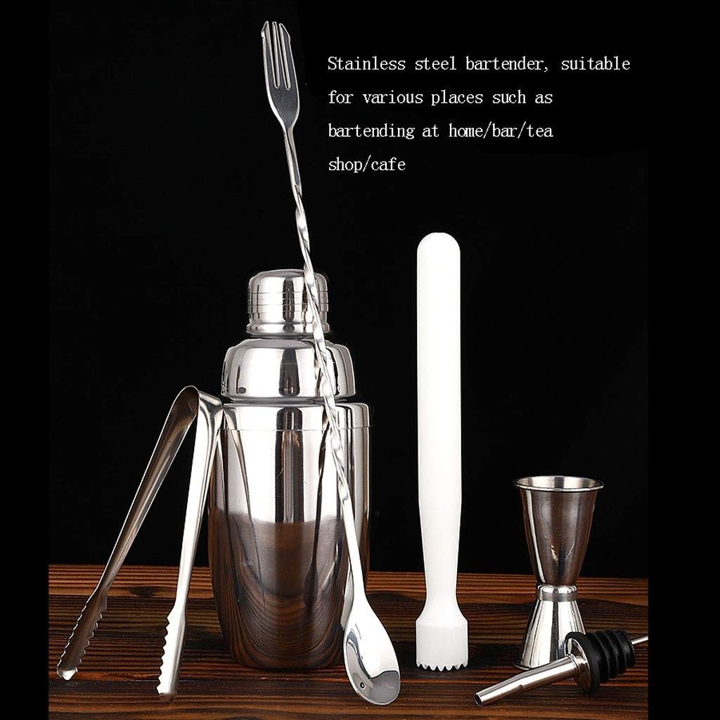Kit Cocteleria 6 pieza Shaker Set for los camareros o Mixologists - Home Bar Set de accesorios, de acero ciencia de la mezcla camarero Kit inoxidable con coctelera, coladores, aparejo, Muddler for cóc