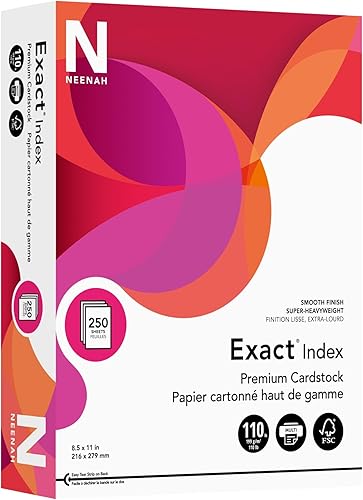 Neenah Exact Index papel tarjeta 110 libras 85 x 11 pulgadas 250 hojas Blanco