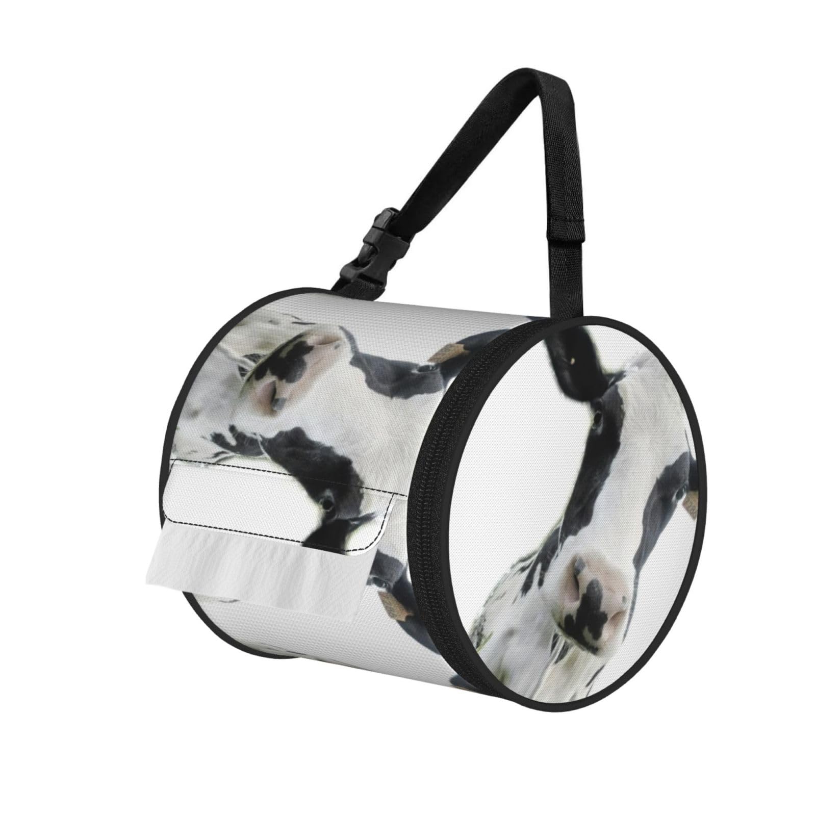 Animal Funny Cow Head Black White Print Fashion Tissues Organizer Box, Hanging Tissue Holder For Purse Coins For Car Office Daily Outing