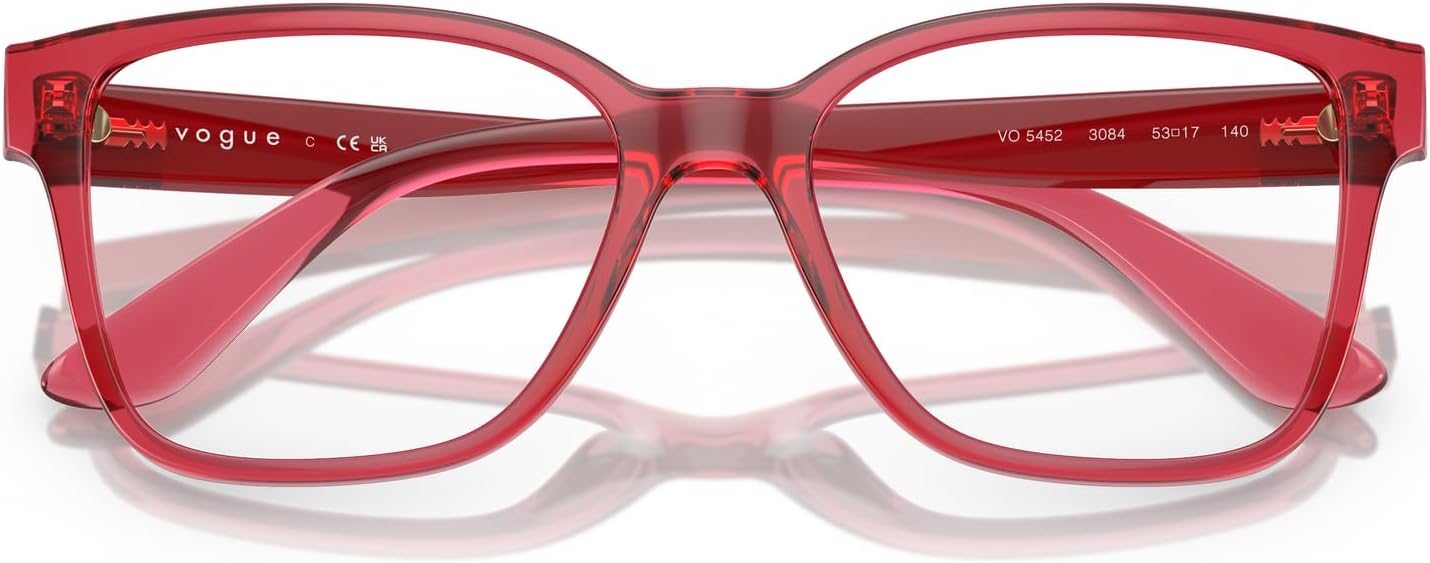 Vogue Eyewear Women's Vo5452 Square Prescription Eyewear Frames Transparent Red/Demo Lens 53 Millimeters image 5 of 5 B0CGW64ZLV