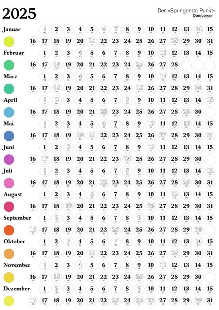 Domberger Calendars - The Jumping Dot: The Original White 2025