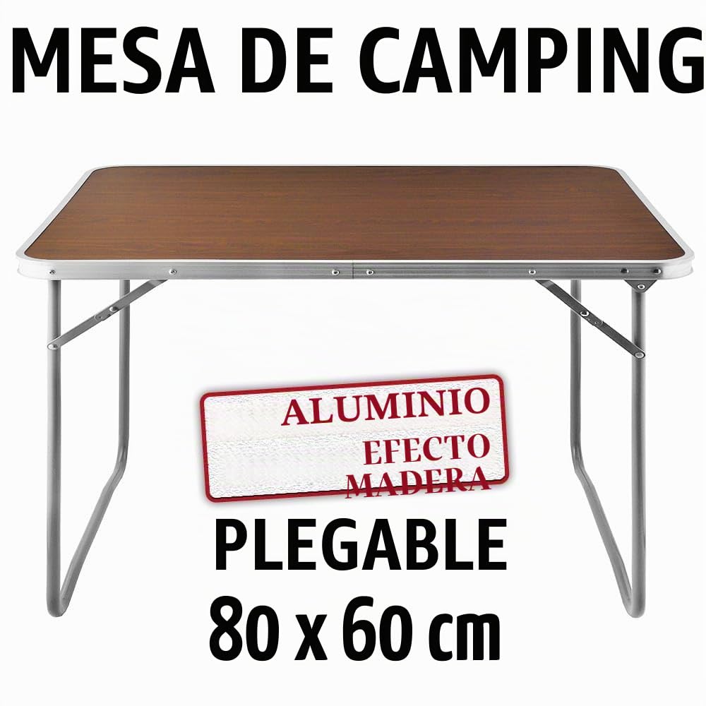 Casaria Mesa Camping Plegable 80x60Cm Portátil Multiusos Asa Transporte