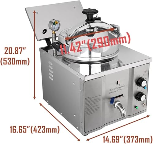 Miniatura 3 de INTSUPERMAI Freidora eléctrica comercial de 16L Freidora de presión de encimera de acero inoxidable Freidora eléctrica de pollo frito Estufa de