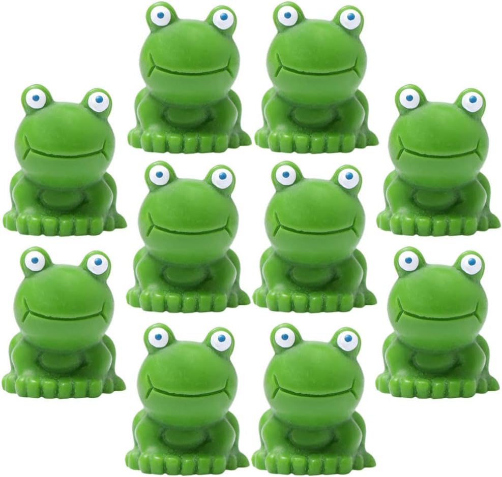 Toyvian Resin Mini Frogs Figurines 10 Pcs Tiny Frog Models for Moss Microlandscape Garden Decor and Diy Bonsai Crafts Waterproof Durable