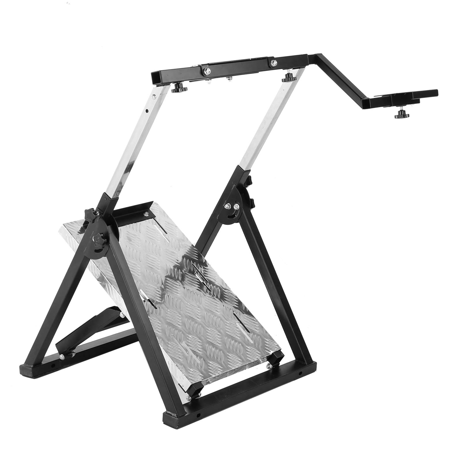 Ausla Supporto per Volante da Gioco di Corse Pieghevole Staffa di Supporto per Ruota in Acciaio Posizione del Pedale Regolabile Sinistro Destro 81 X 54 X 94 Cm per Giocatori di Sim Racing