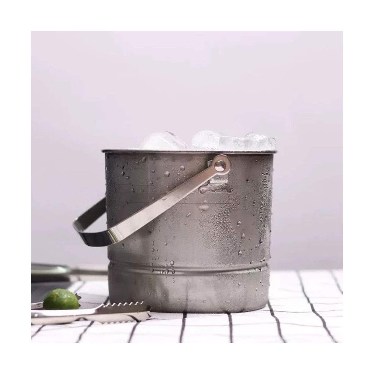 Cubo de hielo portátil de 1L en acero inoxidable para conservar bebidas frías