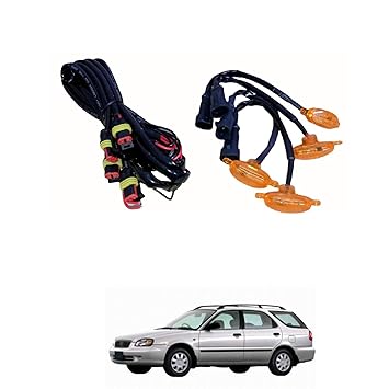 PRIKNIK LED Grille Lights Amber Yellow Grill Led with Fuse Adapter Wiring Harness Kit (4PCS, Amber Shell with Amber Light) Compatible with Baleno Altura