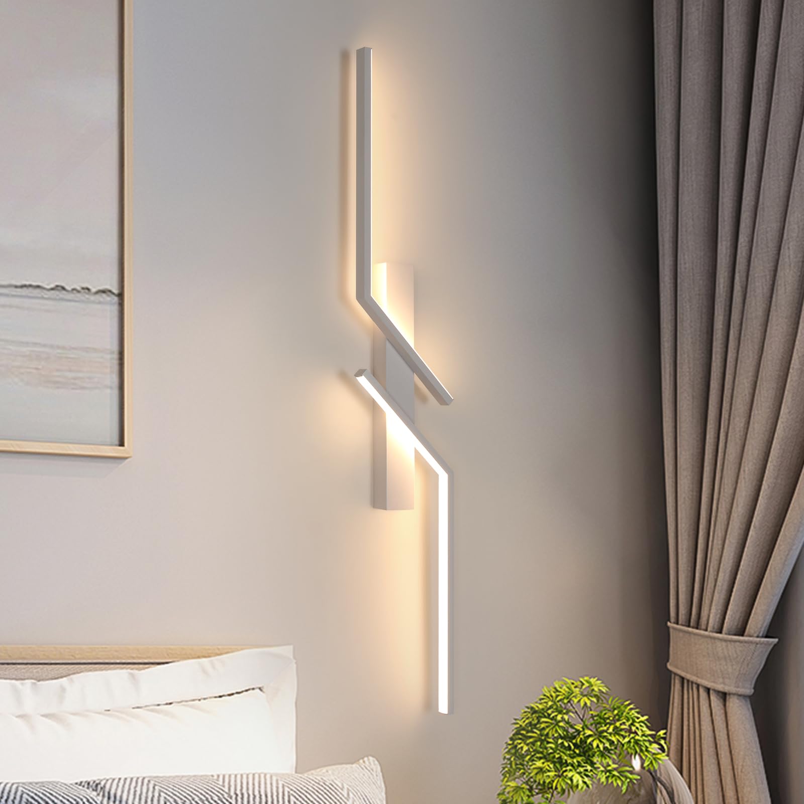 Goeco LED Indoor Wall Lamp, 81.5 cm, 24 W, Modern Long Wall Light, 2 Pieces, 3000 K Warm Light, White Hallway Lamp, Wall Lighting for Hallway, Staircase, Living Room, Bedroom
