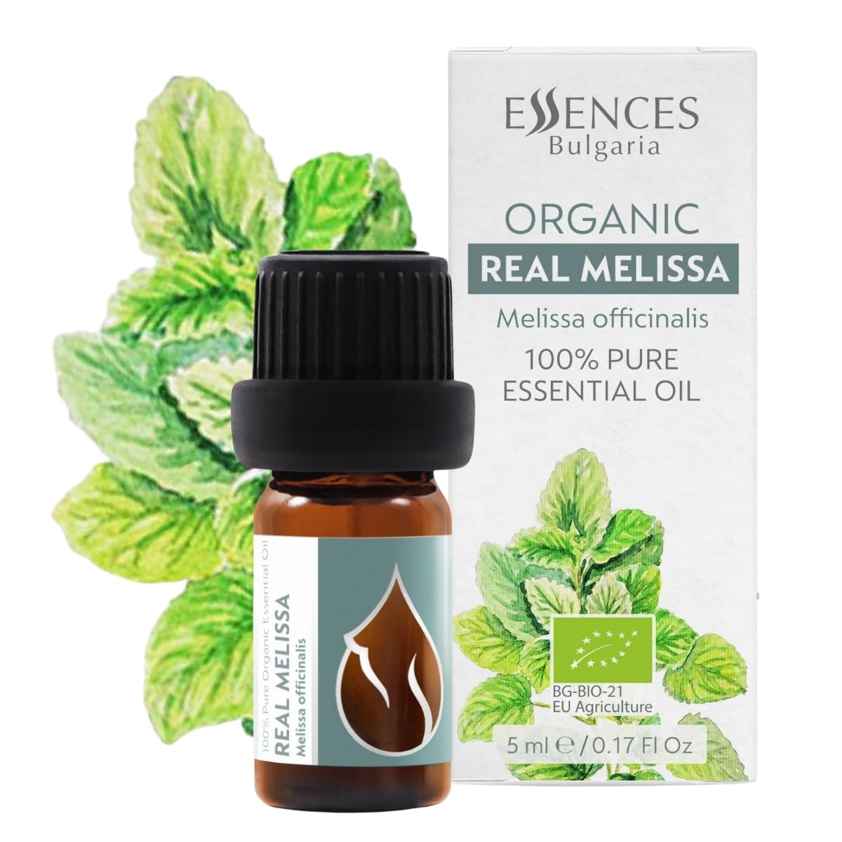 Organic Real Melissa Essential Oil, Lemon Balm Oil, 100% Pure and undiluted, Therapeutic Grade, from own Family Farm, Real Lemon Balm Oil (5ml)