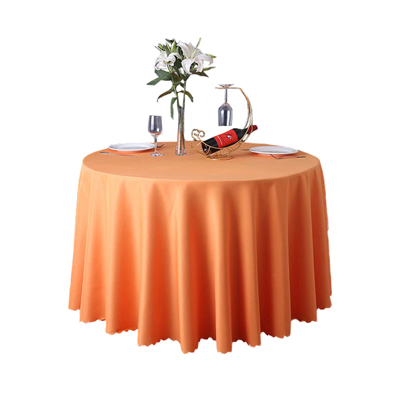 Nappe table à manger polyester ronde orange 340cm pour décoration cuisine
