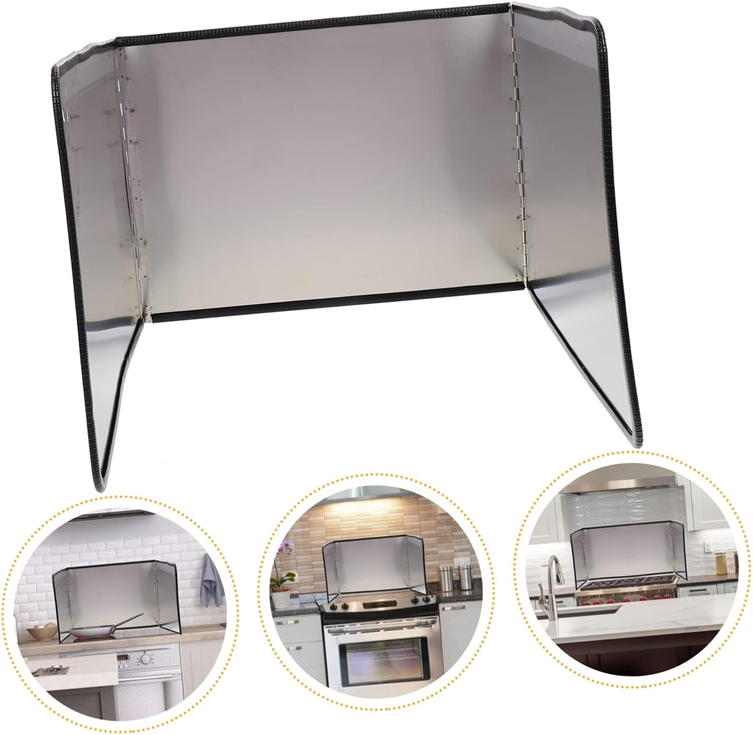 Alipis Stainless Steel Oil-splash Guard Protective Board for Cooking Heat-resistant Kitchen Supply Easy to Clean Space-saving Design