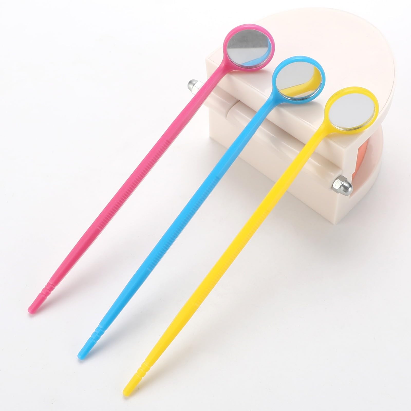200 pezzi Specchietti orali dentali con manici lucidi Specchietti monouso per visita dentistica Specchietto orale dentale Specchietto antiappannamento Ogni specchio confezionato singolarmente(White)