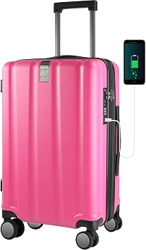 KROSER Carry On Luggage Suitcase Rolling Luggage, Carry-On 20-Inch, Magenta